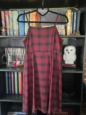 Wallflower Burgundy and Black Plaid Dress